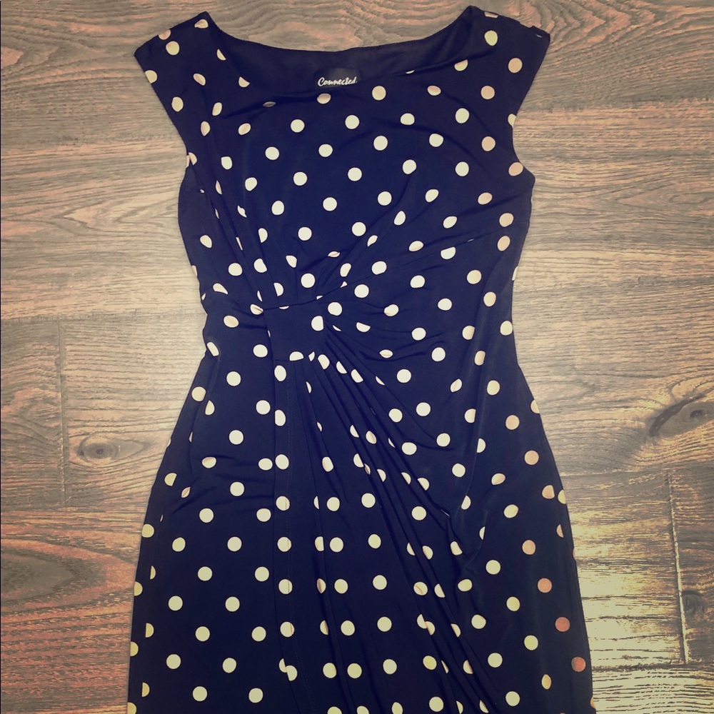 Dark blue polka dotted dress